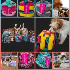 3-Hondenspeelgoed-Snuffelkubus-met Vakken-Snuffelmat-hondenpuzzel-maat S