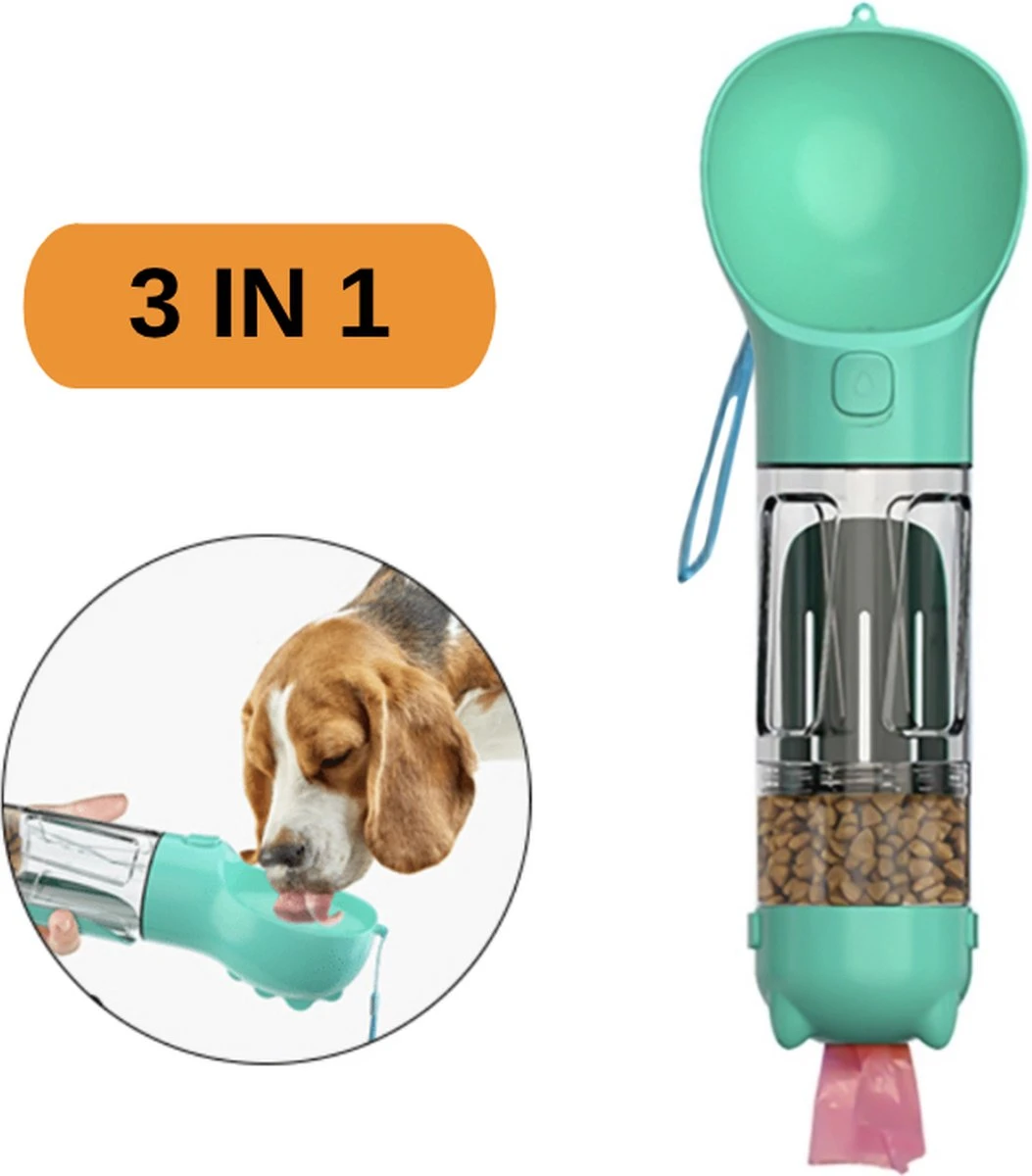 3 In 1 Honden Drinkfles – 350ml – Incl. Poepzakjes & Polsband- Lek Vrij – Voor Onderweg – Honden Bidon – Waterfles 3 3 In 1 Honden Drinkfles – 350ml – Incl. Poepzakjes & Polsband- Lek Vrij – Voor Onderweg – Honden Bidon – Waterfles