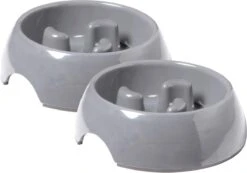 Adori Anti-Schrok Voerbak S 200ml Grijs – Hondenvoerbak – 2 X 14 Cm