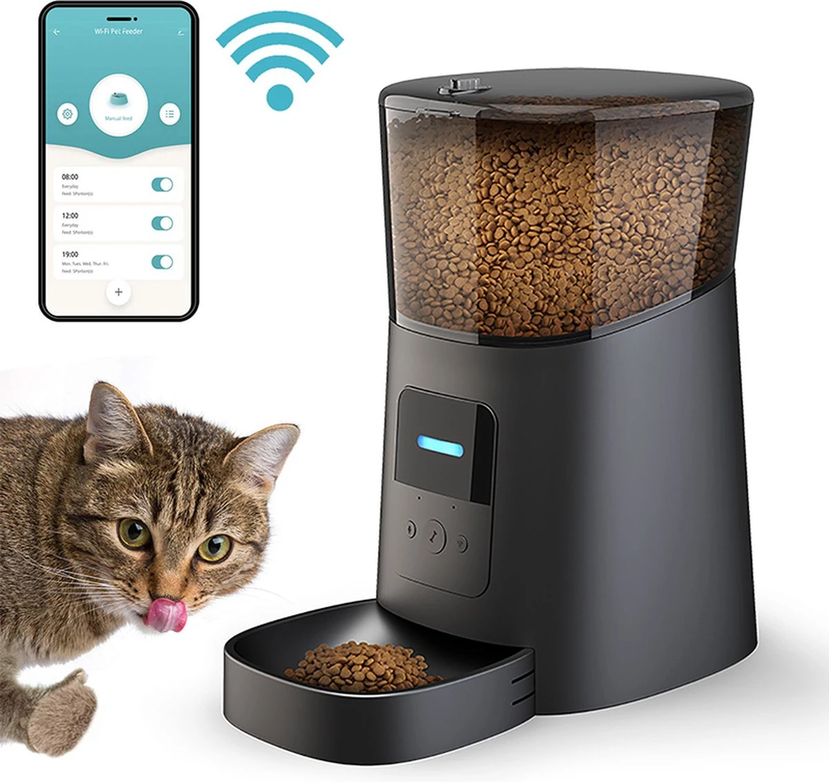 Automatische Voerbak Kat En Hond – Voerautomaat Met Smartphone Besturing – Voerdispenser – Voerinhoud 6 Liter – Zwart 3 Automatische Voerbak Kat En Hond – Voerautomaat Met Smartphone Besturing – Voerdispenser – Voerinhoud 6 Liter – Zwart