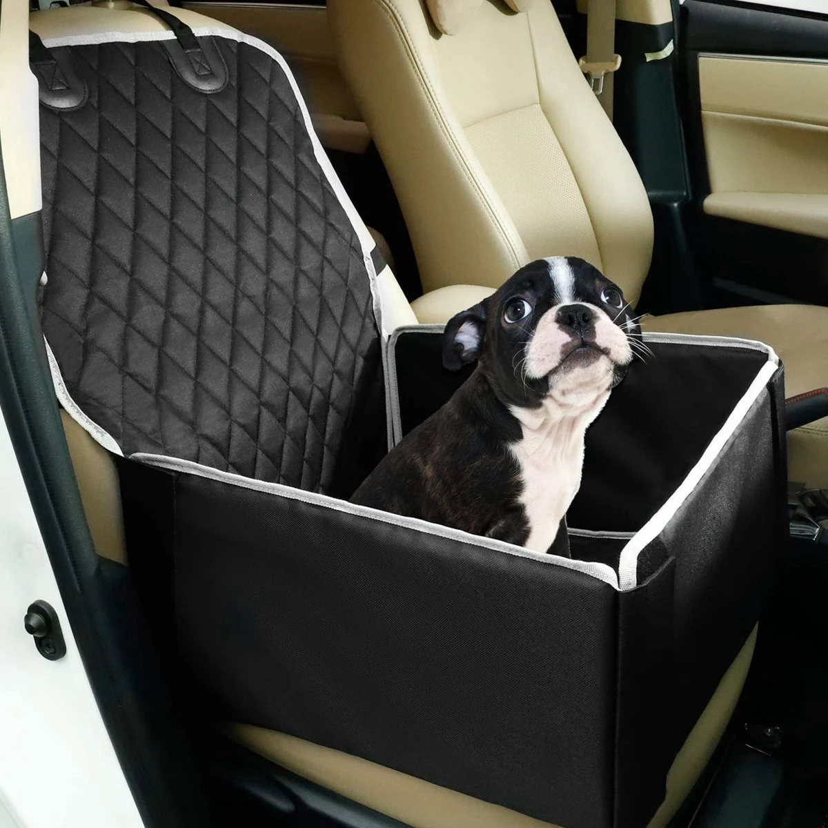Autostoel Hond – Hondenmand Auto – Hondenstoel Auto – Zwart Met Wit – 45cm X 45cm 3 Autostoel Hond – Hondenmand Auto – Hondenstoel Auto – Zwart Met Wit – 45cm X 45cm
