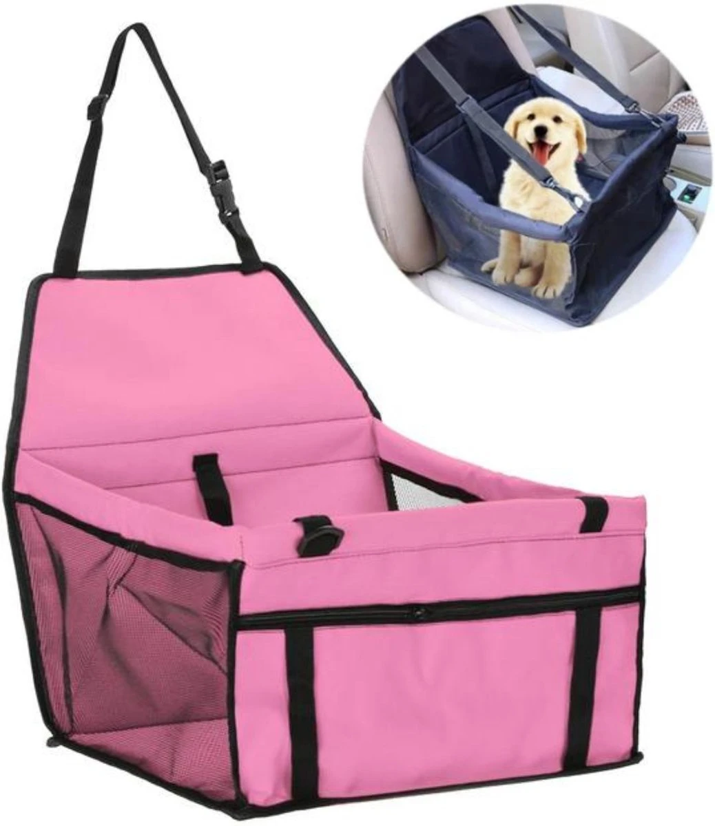 Autostoel Hond – Hondenmand Auto – Hondenstoel – Opvouwbaar – Roze 3 Autostoel Hond – Hondenmand Auto – Hondenstoel – Opvouwbaar – Roze