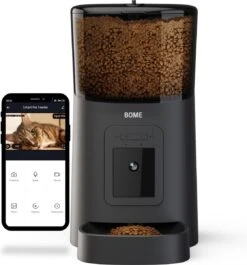 BOME Voerautomaat – Camera En Audio – Inclusief SD-Kaart – Automatische Voerbak Kat Of Hond – Voerautomaat Kat – Zwart