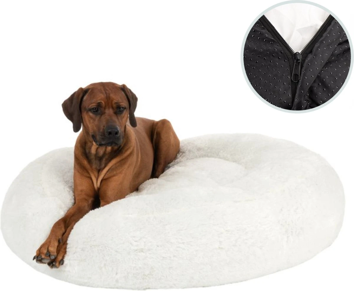 Behave Hondenmand Deluxe – Hondenkussen – Hondenbed – Donutmand – Wasbaar – Fluffy – Donut – Maat S – 50cm – Wit 3 Behave Hondenmand Deluxe – Hondenkussen – Hondenbed – Donutmand – Wasbaar – Fluffy – Donut – Maat S – 50cm – Wit