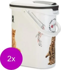 Curver Voercontainer Kat – Kattenvoerbewaarbak – 2 X 10 L