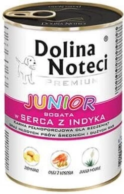 DOLINA NOTECI Premium Junior Rijk Aan Kalkoenharten – Natvoer Voor Puppy’s Van Middelgrote En Grote Rassen – 400g