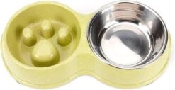 Darenci Dubbele Voerbak – Hondenbak – Voederbak – Anti Schrok Bak – Kattenbak – Hond – Poes – Puppy’s – Hondenbrokken – Kattenbrokken – Drinkbak – RVS – Dog Bowl – Slowfeeder – Dieren – Lichtgroen