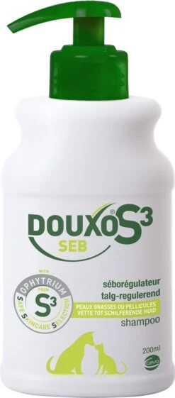 Douxo S3 Seb – Shampoo – 200 Ml – Voor Verzorging Droge En/of Vette Huid Hond Of Kat