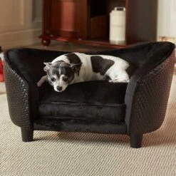 ENCHANTED PET | Enchanted Hondenmand Sofa Ultra Pluche Snuggle Wicker Zwart