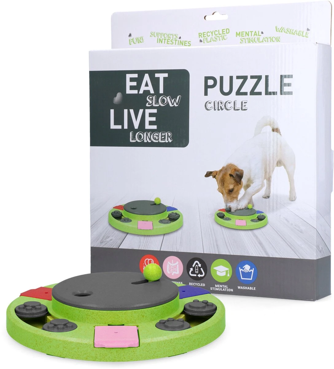 Eat Slow Live Longer Puzzel Circle – Intelligentie Speelgoed Voor Honden – Interactief Hondenspeelgoed – Uitdagende Hondenpuzzel – Gerecyclede Materialen – Te Vullen Met Snacks – 27x27x5 Cm – Groen 3 Eat Slow Live Longer Puzzel Circle – Intelligentie Speelgoed Voor Honden – Interactief Hondenspeelgoed – Uitdagende Hondenpuzzel – Gerecyclede Materialen – Te Vullen Met Snacks – 27x27x5 Cm – Groen