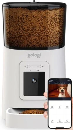 Gologi Automatische Voerbak Kat – Voerbak – Voerautomaat Voor Honden & Katten – Voerdispenser – Met Full HD Camera – Met App – Wit