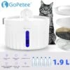 Gopetee – Drinkfontein – Katten En Honden – 1.9 Liter – Incl 2 Actieve Koolstoffilters – Dieren Drinkbakken – Met Waterniveau Venster EN LED Verlichting – 2 Waterstroom Standen – Super Stil -Hondenbenodigdhedenwinkel Gopetee drinkfontein Katten en Honden 1.9 Liter Incl 2 actieve koolstoffilters Dieren Drinkbakken met waterniveau venster EN LED verlichti