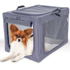 Hondenbench Opvouwbaar – Autobench Hond – Reisbench – Transportbox – Max Gewicht Hond 12 Kg – Grijs – 61x46x43 Cm