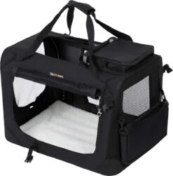 Hondendraagtas – Reisbench – Transportbox Auto – Hondentas – Hondenbox – Opvouwbaar – 60 X 42 X 42 Cm – Zwart