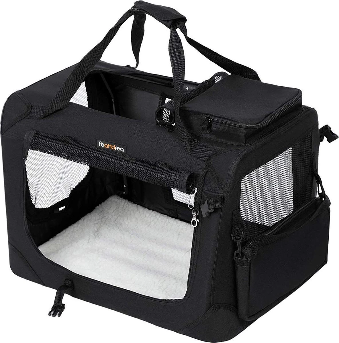 Hondendraagtas – Reisbench – Transportbox Auto – Hondentas – Hondenbox – Opvouwbaar – 60 X 42 X 42 Cm – Zwart 3 Hondendraagtas – Reisbench – Transportbox Auto – Hondentas – Hondenbox – Opvouwbaar – 60 X 42 X 42 Cm – Zwart