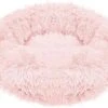 Hondenmand Donut – Hondenkussen – Poezenmand Fluffy – 60cm – Roze – Wasmachine Bestendig
