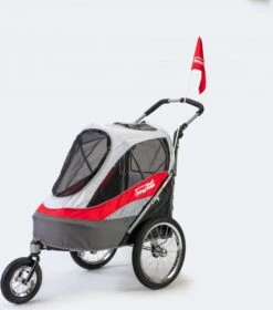 InnoPet Sporty Dog Trailer Deluxe – Hondenfietskar – Rood/Lichtgrijs – 71x44x63cm