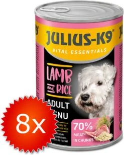 Julius K9 Julius-K9 – Hondenvoer – Blikvoer – Natvoer – Adult – Lamb & Rice – 8 X 1240g