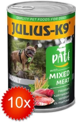 Julius K9 Julius-K9 – Hondenvoer – Blikvoer – Natvoer – Paté – Adult – Meatmix – 10 X 400g