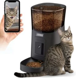 LaCardia Voerautomaat Zwart – Automatische Voerbak Voor Kat Of Hond – Verstelbare Camera – Smartphone Besturing – 6.0 L Voerautomaat – Voerdispenser