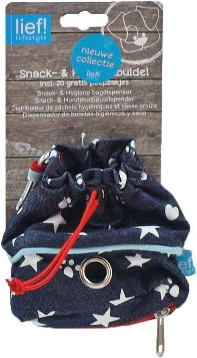 Lief! Poepzakhouder Met Snacktas Unisex Met 20 Poepzakjes 3 Lief! Poepzakhouder Met Snacktas Unisex Met 20 Poepzakjes