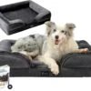 Orthopedisch Hondenkussen Middelgrote Hond – Luxe Hondenmand – Waterafstotend Kussen – 88x64cm – Donkergrijs – Quzi