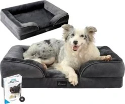 Orthopedisch Hondenkussen Middelgrote Hond – Luxe Hondenmand – Waterafstotend Kussen – 88x64cm – Donkergrijs – Quzi