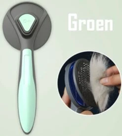 PRO-Deals | Kattenborstel En Hondenborstel – Zelfreinigend – Bestseller – Kattenkam En Hondenkam In 1 – Voor Kort én Langharig – Kattenhaar Verwijderaar – Borstel Voor Dieren – Kleur: Groen