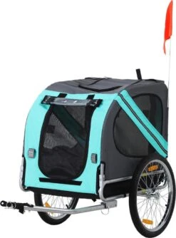 Paws & Claws – Hondenfietskar – Fietskar – Grijs/groen – 130 X 73 X 94 Cm