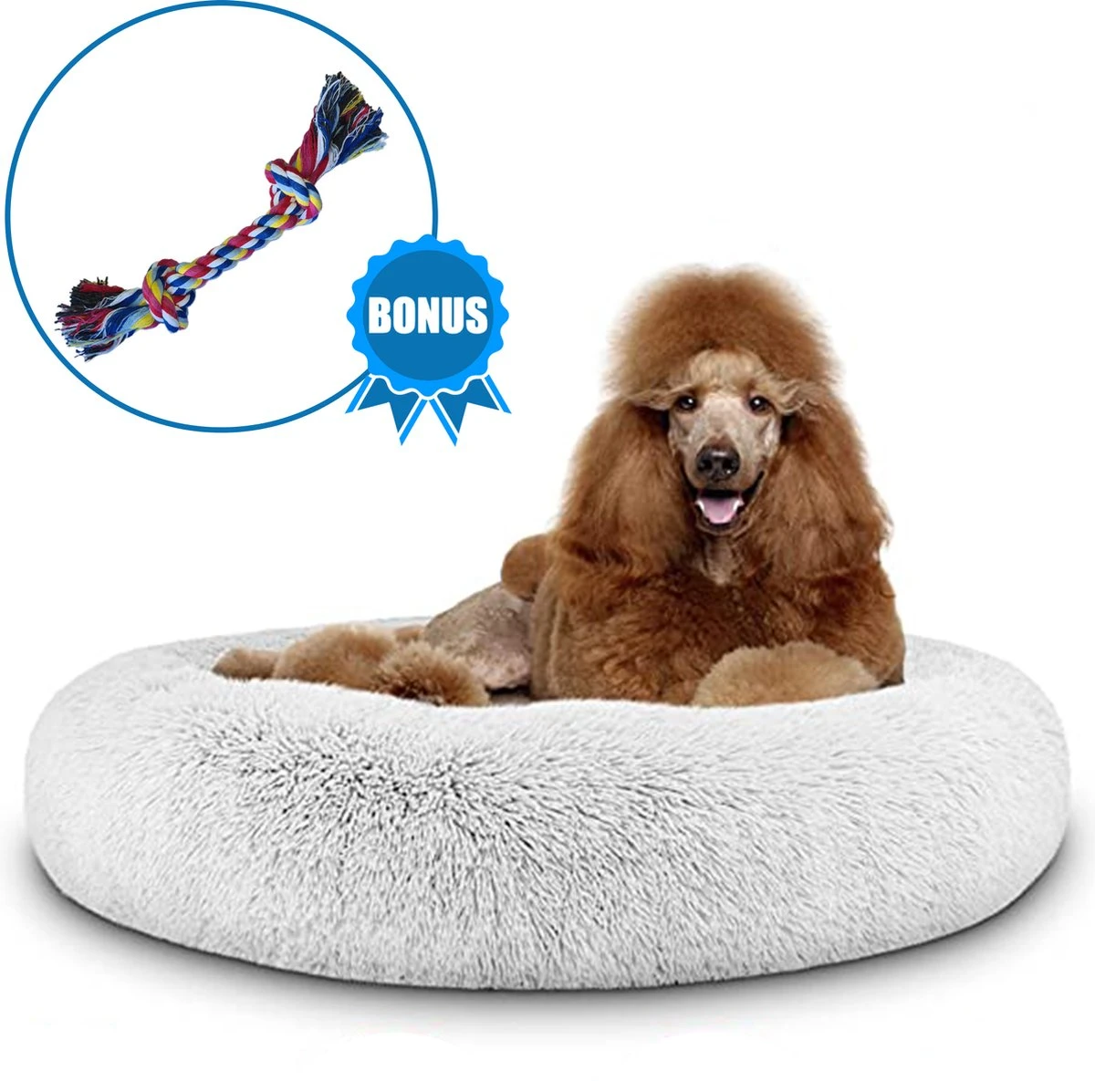 Pawzle Hondenmand – Donut Hondenkussen – Kattenmand – Bed Voor Honden & Katten – Wasbaar – 120cm – Grijs 3 Pawzle Hondenmand – Donut Hondenkussen – Kattenmand – Bed Voor Honden & Katten – Wasbaar – 120cm – Grijs