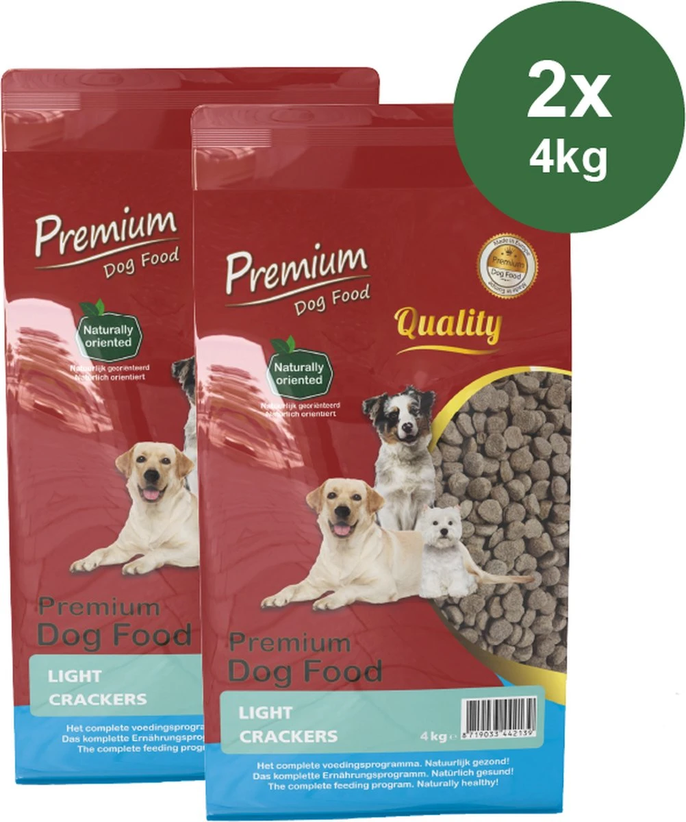 Premium Dog Food – Light Crackers – Droogvoer Dieet – 2 X 4kg 3 Premium Dog Food – Light Crackers – Droogvoer Dieet – 2 X 4kg