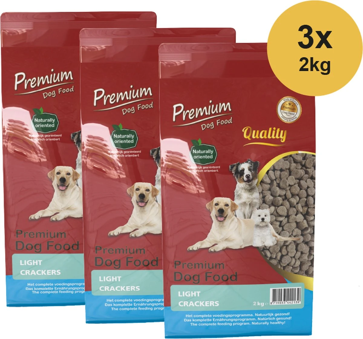Premium Dog Food – Light Crackers – Droogvoer Dieet – 3 X 2kg 3 Premium Dog Food – Light Crackers – Droogvoer Dieet – 3 X 2kg