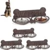 Relaxdays 4x Voerbak Hond – Met Standard – Rvs – Dubbele Hondenbak Muur – Gietijzer -Hondenbenodigdhedenwinkel Relaxdays 4x voerbak hond met standard rvs dubbele hondenbak muur gietijzer