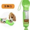 RoiPets® 3 In 1 Honden Drinkfles – 350ml – Incl. Poepzakjes & Polsband- Lek Vrij – Voor Onderweg – Honden Bidon – Waterfles – Groen