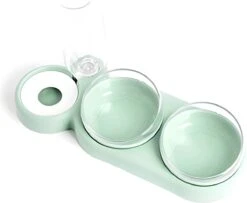 Scove Kattenvoerbak – Kattenvoer- En Drinkbakken Met Drinkfontein – Gekantelde Schotetljes – Bescherm De Nekwervels – Groen – Ø 12.5 Cm