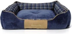 Scruffs Highland Box Bed – Stevige Hondenmand Van Hoogwaardige Chenille Stof Met Anti-slip Onderzijde – Kleur: Blauw, Maat: Extra Large