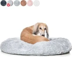 Snoozle Donut Hondenmand – Zacht En Luxe Hondenkussen – Wasbaar – Fluffy – Hondenmanden – 80cm – Lichtgrijs