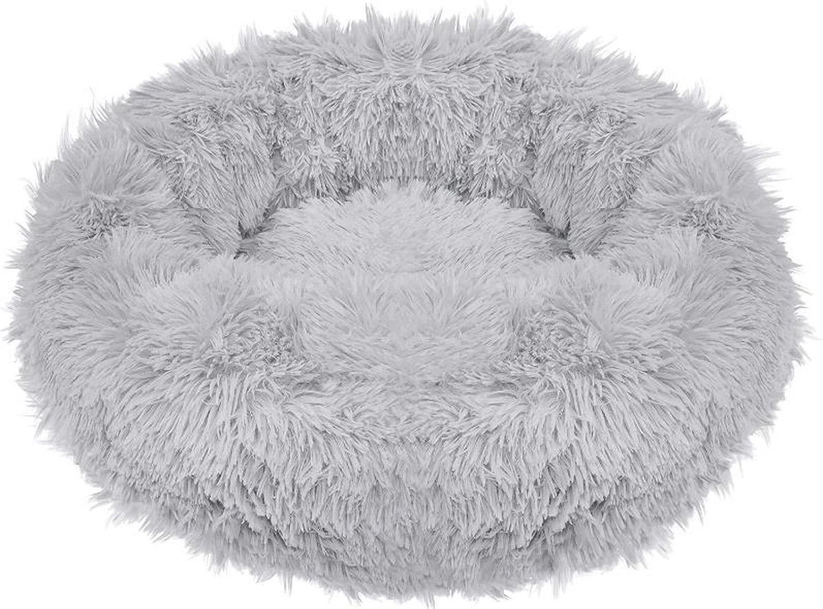 Springos Hondenmand | Superzacht En Luxe | Wasbaar | Donut | Fluffy | Hondenkussen | 90 Cm | Licht Grijs 3 Springos Hondenmand | Superzacht En Luxe | Wasbaar | Donut | Fluffy | Hondenkussen | 90 Cm | Licht Grijs