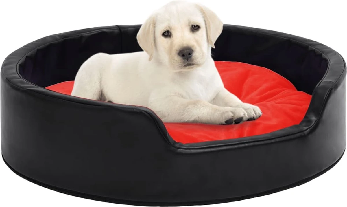 VidaLife Hondenmand 69x59x19 Cm Pluche En Kunstleer Zwart En Rood 3 VidaLife Hondenmand 69x59x19 Cm Pluche En Kunstleer Zwart En Rood