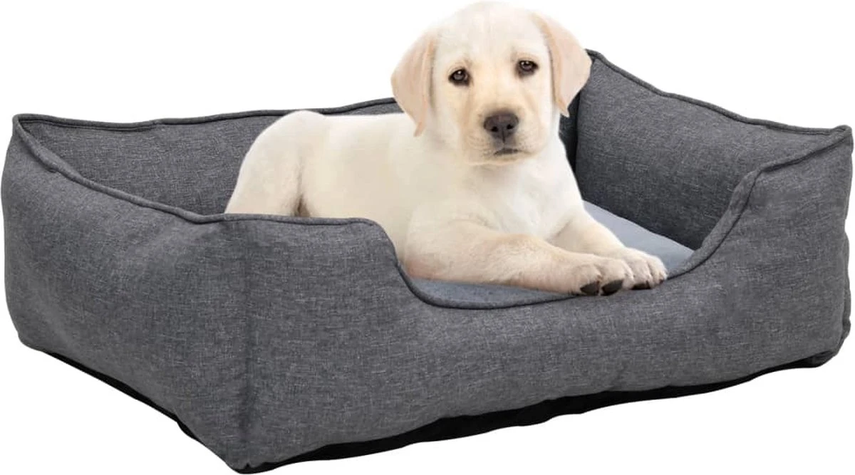 VidaLife Hondenmand Linnen-look 85,5x70x23 Cm Fleece Grijs 3 VidaLife Hondenmand Linnen-look 85,5x70x23 Cm Fleece Grijs