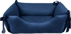 WUFY DAISY Hondenmand – Velours – Hondenbed – Hondenkussen – Kleine Hond- Katten – Wasbaar – Blauw