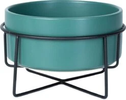 WUFY LEO Hondenbak Met Rvs Standaard – Honden Voerbak – Water & Voer Set – Drinkbak – Eetbak – S 450ml – Teal