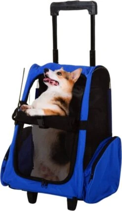 Zenzee – Hondenrugzak – Honden Draagtas – Hondenbuggy – Blauw/Zwart – 36 X 30 X 49 Cm