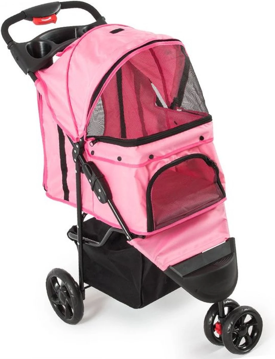 Hondenbuggy 3 Wieler Roze Voor Hondjes Tot Ca. 12KG 3 Hondenbuggy 3 Wieler Roze Voor Hondjes Tot Ca. 12KG