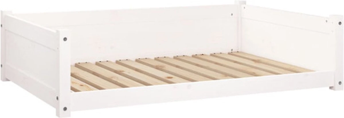 VidaXL Hondenmand 105.5×75.5×28 Cm Massief Grenenhout Wit 3 VidaXL Hondenmand 105.5×75.5×28 Cm Massief Grenenhout Wit