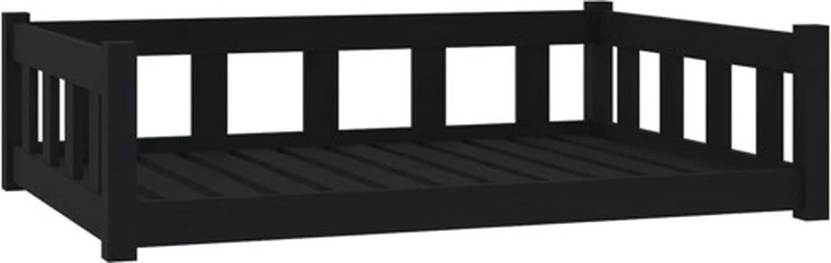 VidaXL Hondenmand 105.5×75.5×28 Cm Massief Grenenhout Zwart 3 VidaXL Hondenmand 105.5×75.5×28 Cm Massief Grenenhout Zwart