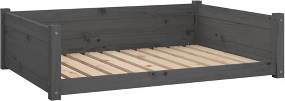 VidaXL Hondenmand 95.5×65.5×28 Cm Massief Grenenhout Grijs 3 VidaXL Hondenmand 95.5×65.5×28 Cm Massief Grenenhout Grijs