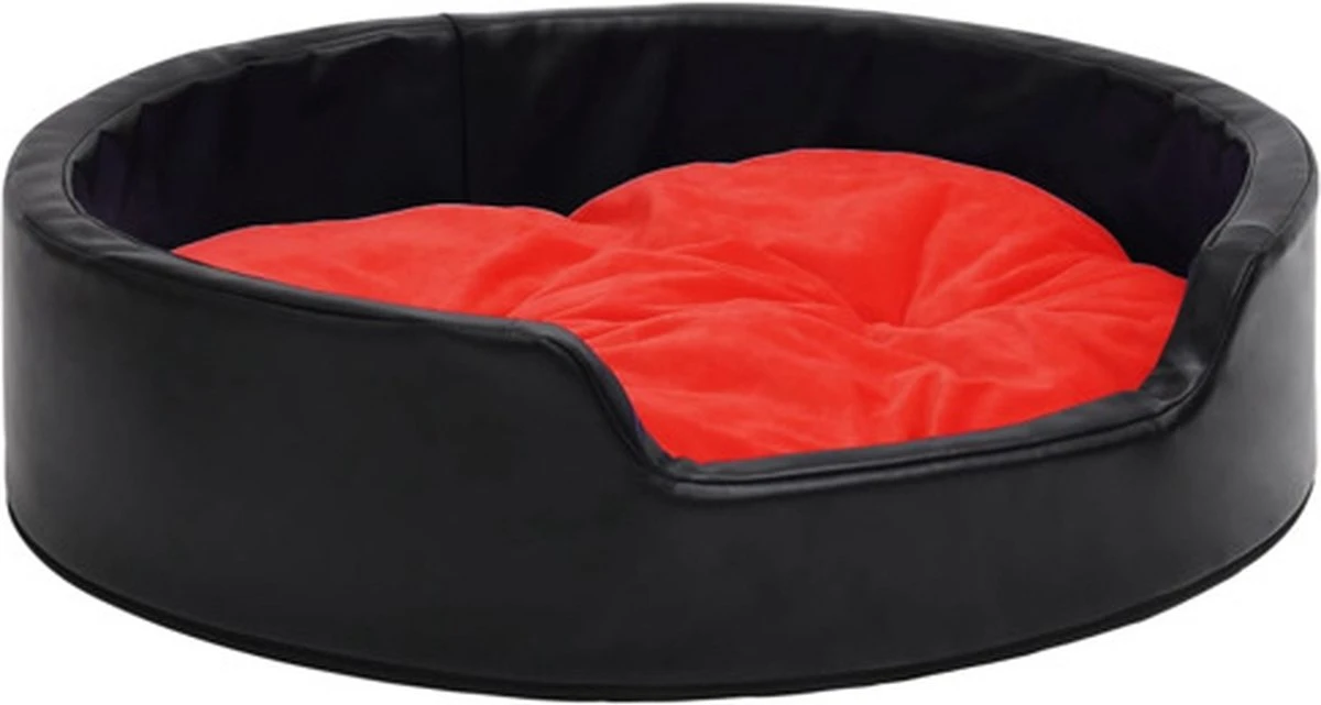 VidaXL Hondenmand 99x89x21 Cm Pluche En Kunstleer Zwart En Rood 3 VidaXL Hondenmand 99x89x21 Cm Pluche En Kunstleer Zwart En Rood